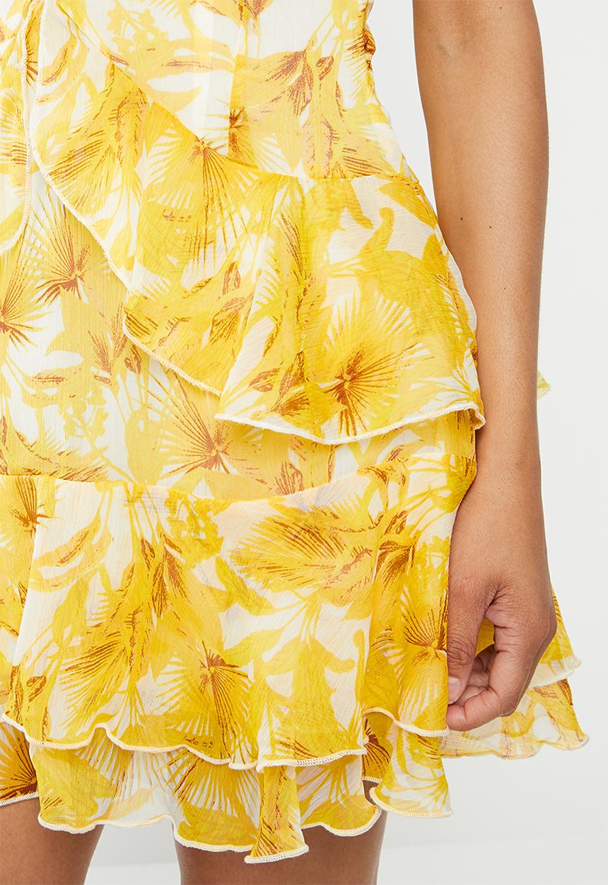 Cotton On - Woven paris ruffle mini dress - yellow & white