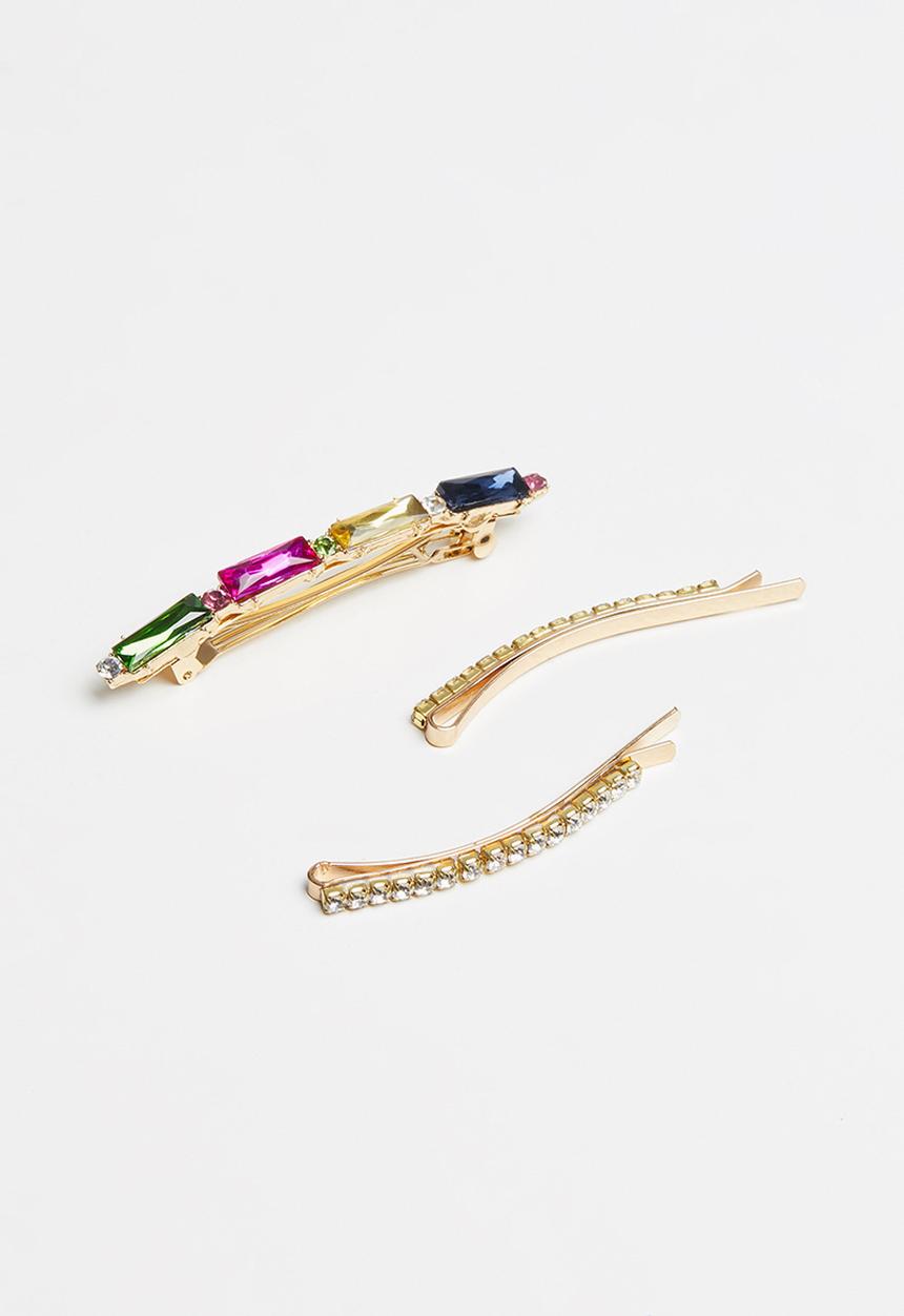Superbalist - Multi-stone hair slide set - multi