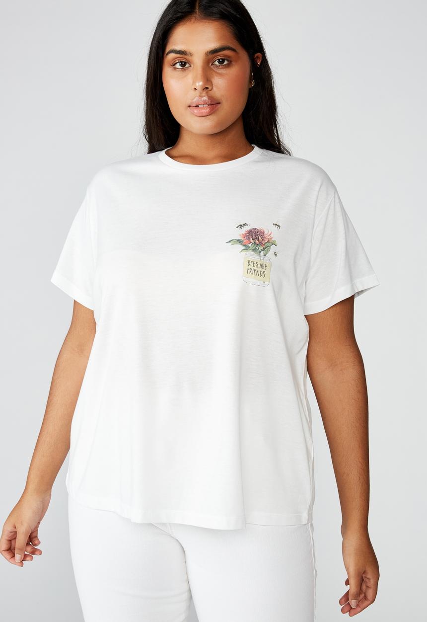 Cotton On - Curve graphic tee bees are friends - white
