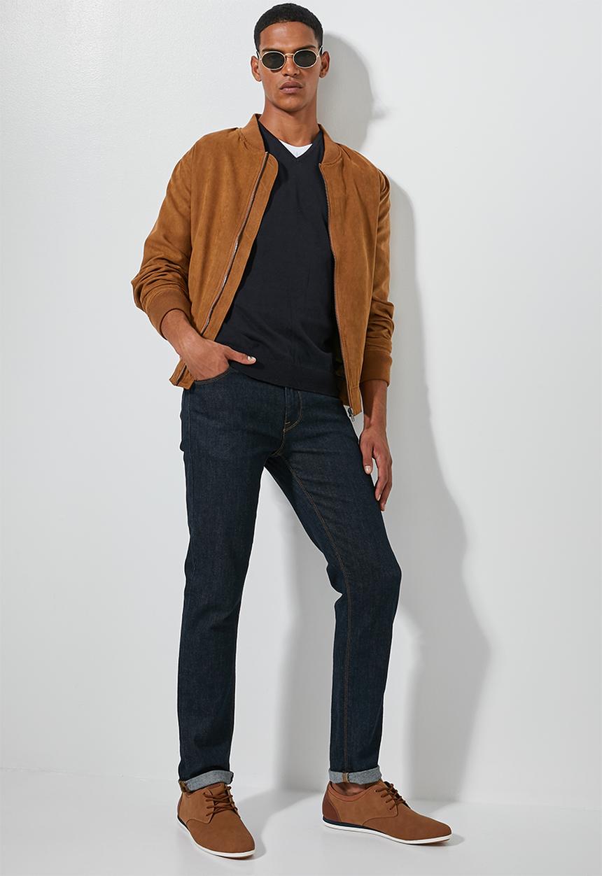 Superbalist - Ribbed shoulders v-neck knit - navy