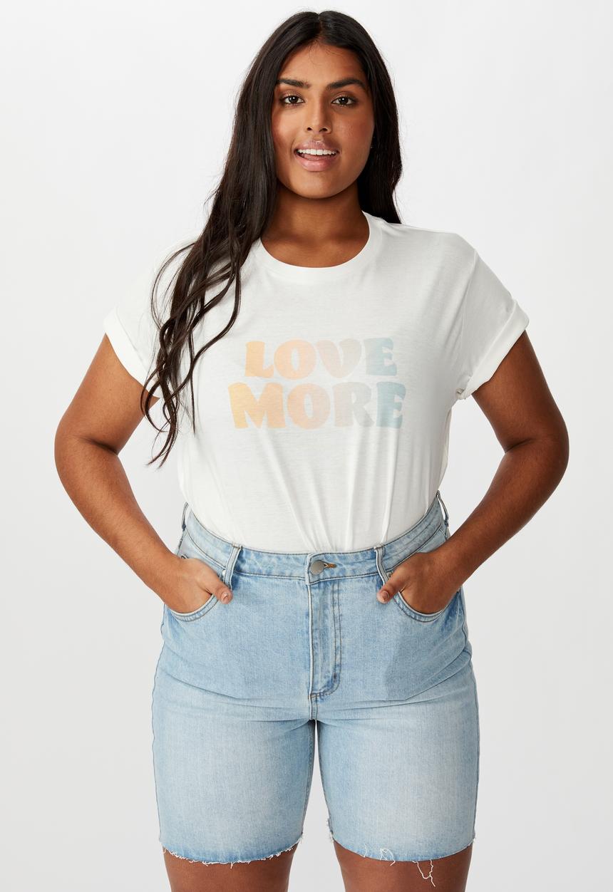 Cotton On - Curve graphic tee love more - off white