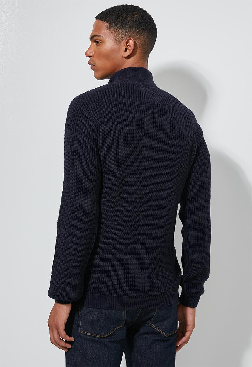 Superbalist - Quarter zip pullover chunky ribbed knit - navy