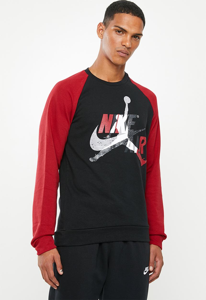 Nike - Jumpman classics fleece crew sweater - black & red