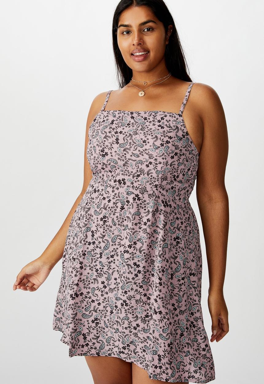Cotton On - Curve woven Kendall dress blair floral - lilac