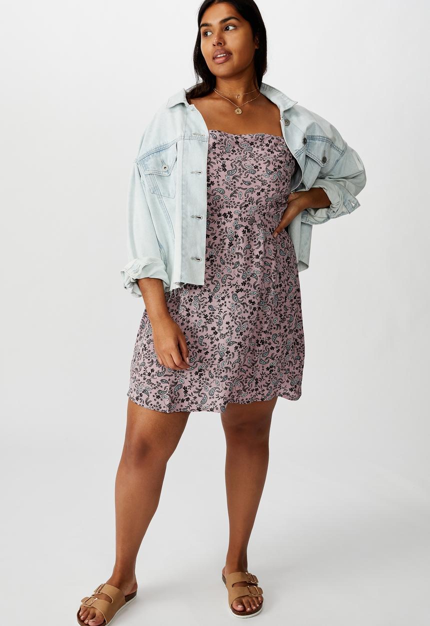 Cotton On - Curve woven Kendall dress blair floral - lilac