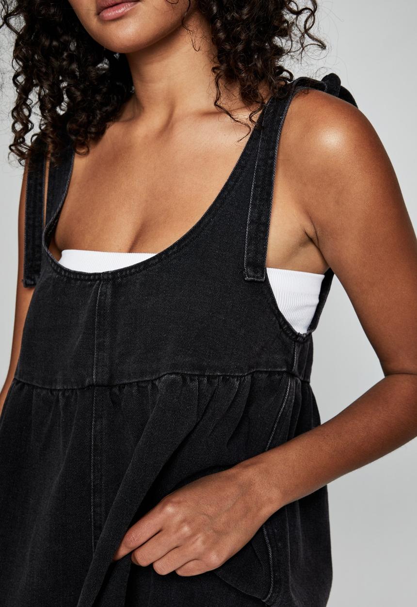 Cotton On - Denim baby doll mini pini - black
