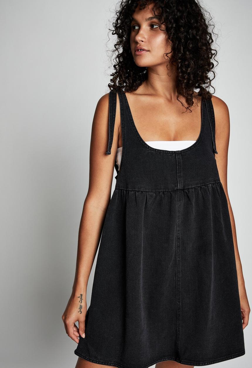 Cotton On - Denim baby doll mini pini - black