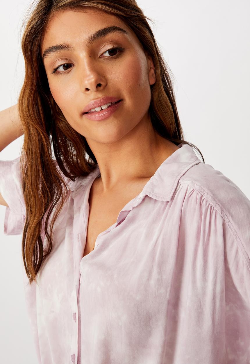 Cotton On - Epic tie front short sleeve shirt - lilac