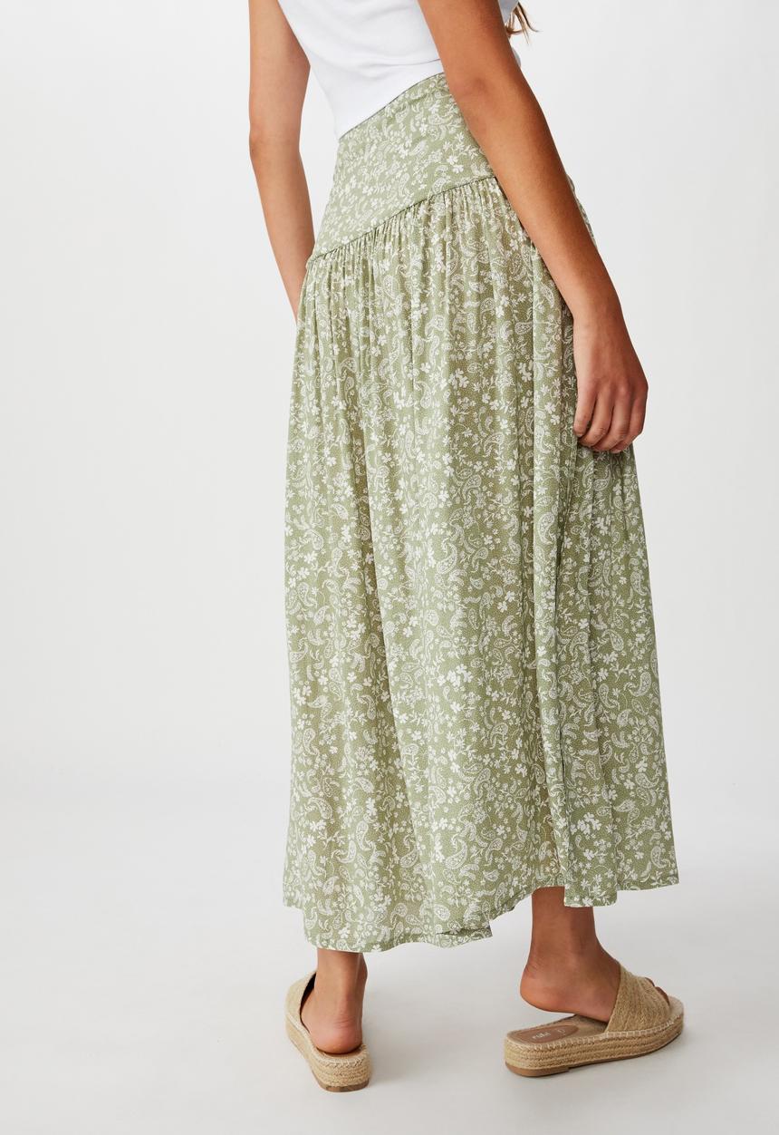 Cotton On - Nadia maxi skirt blair floral paisley - khaki & white