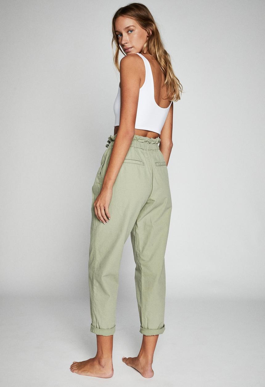 Cotton On - Paperbag pants - khaki