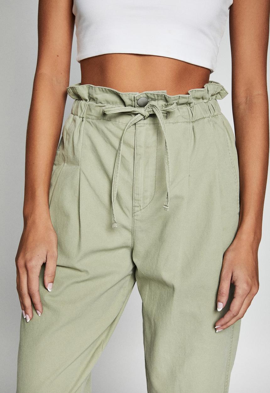 Cotton On - Paperbag pants - khaki