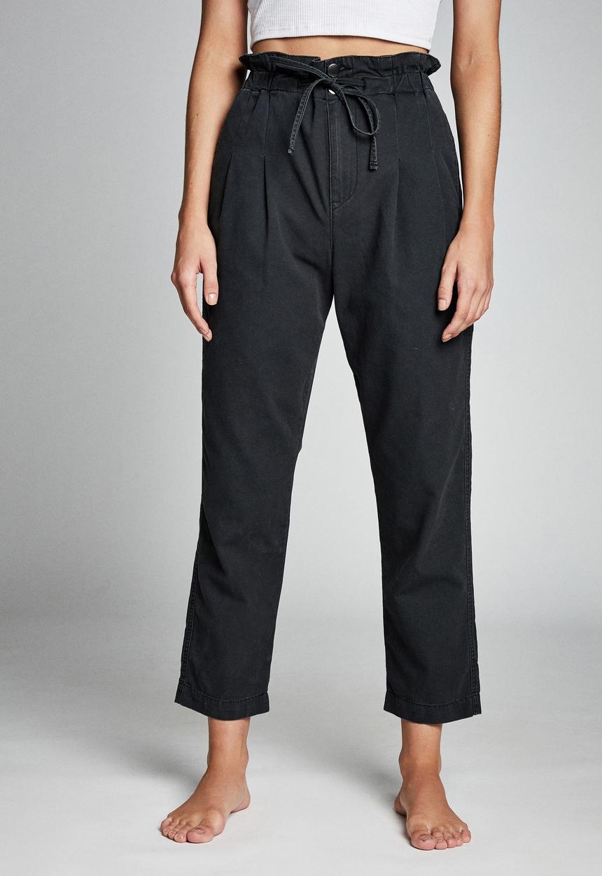 Cotton On - Paperbag pants - washed black