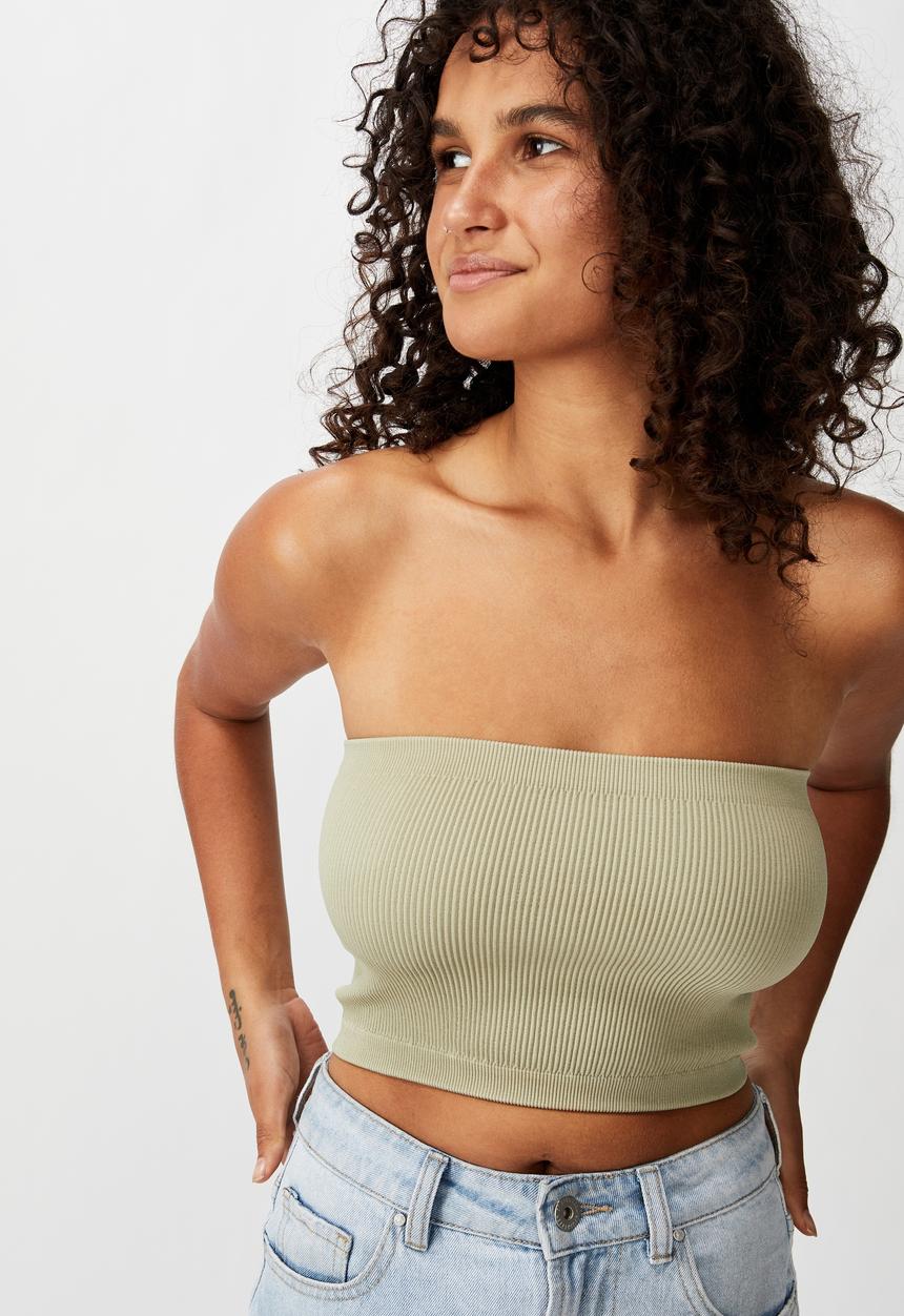 Cotton On - Samantha seam free rib tube - khaki
