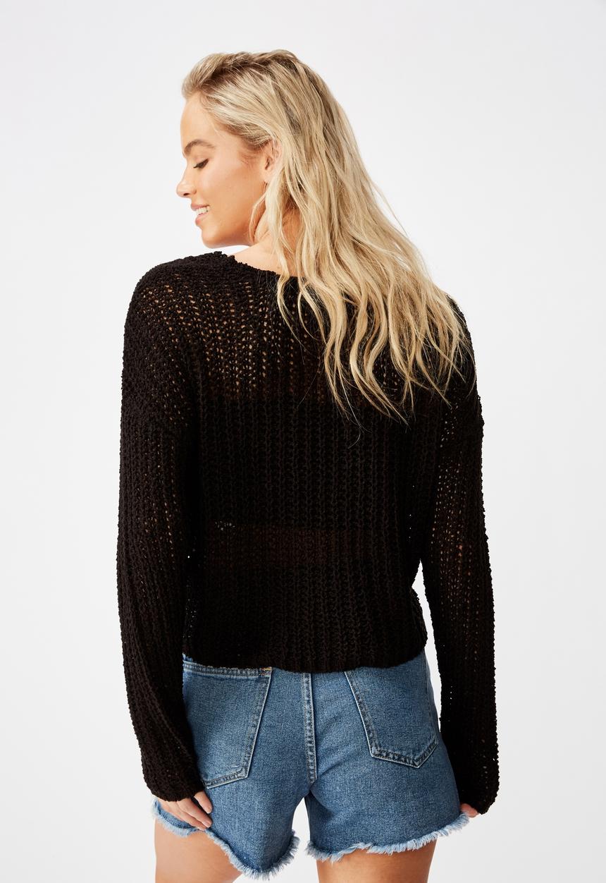 Cotton On - Splice vneck pullover - black