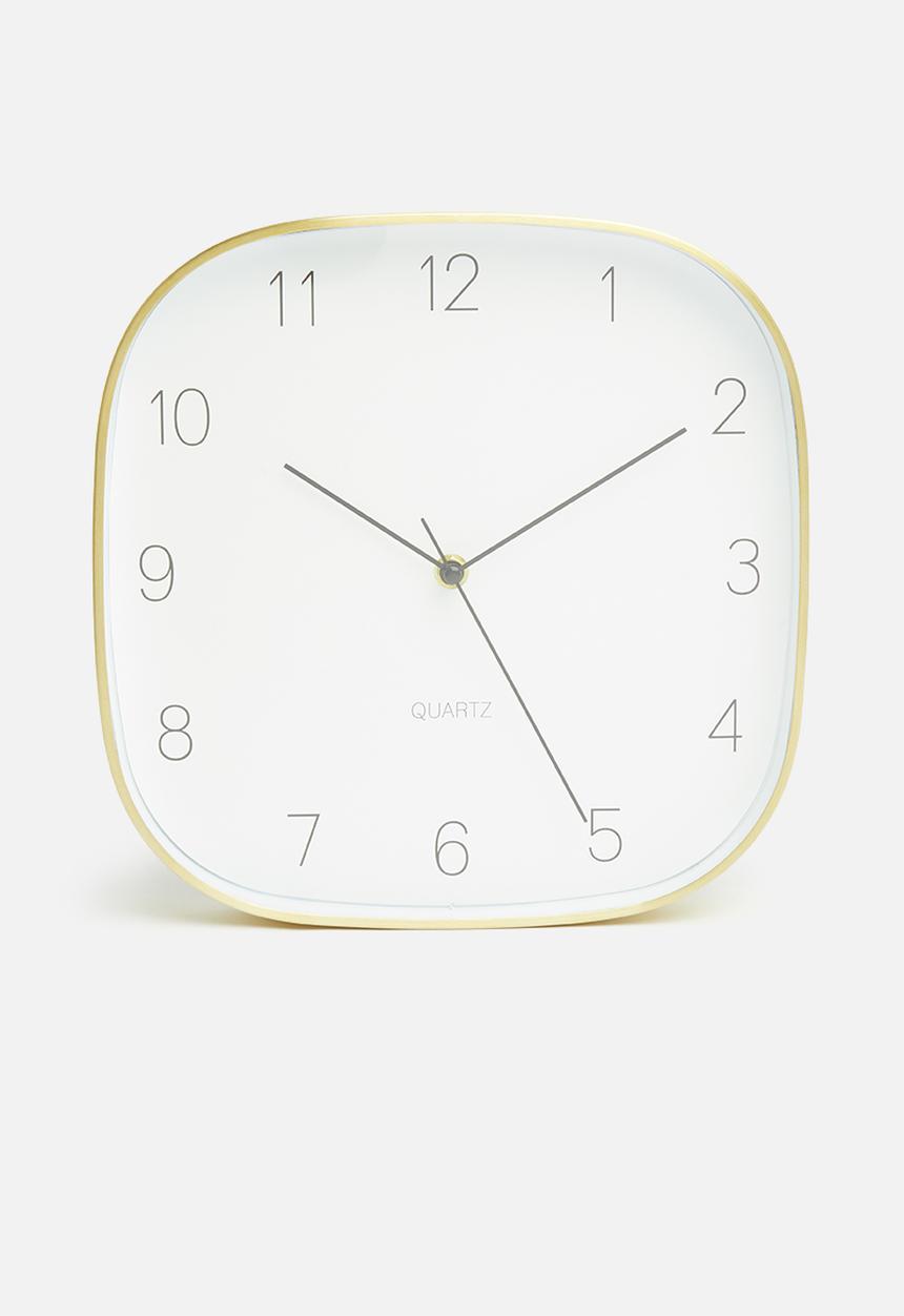 H&S - Square aluminium wall clock - gold