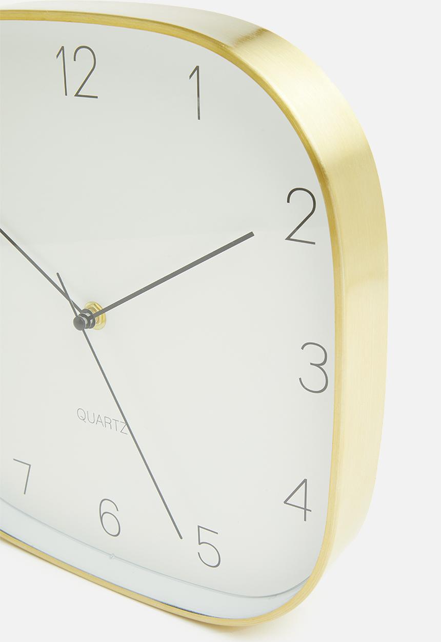 H&S - Square aluminium wall clock - gold