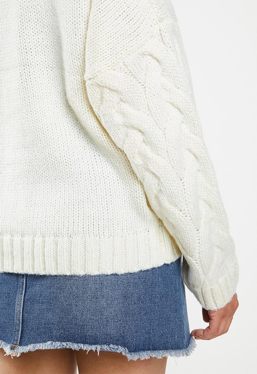 Missguided - Knitted cable cardi co-ord - white