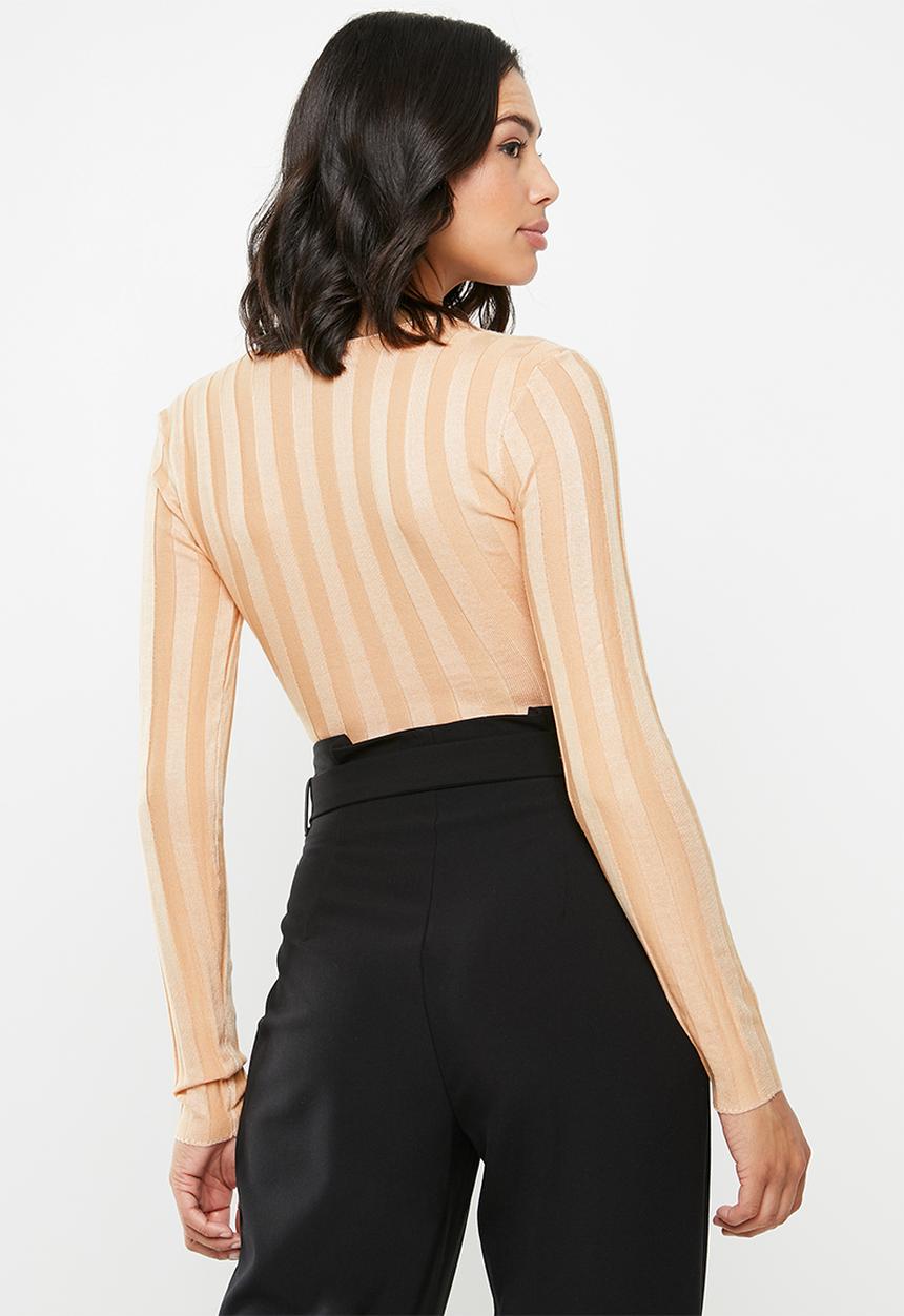 Missguided - Square neck extreme rib bodysuit - peach