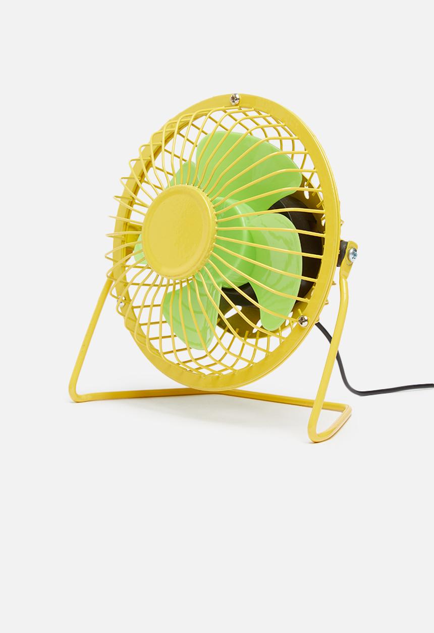 H&S - Metal usb fan - green & yellow