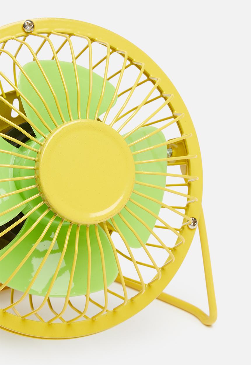 H&S - Metal usb fan - green & yellow