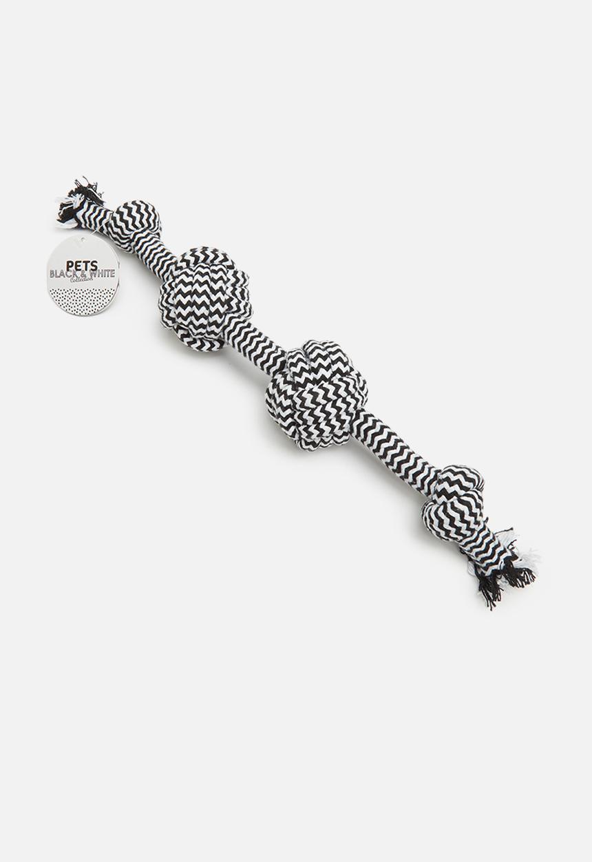 Pet Collection - Single rope double knot toy - black & white