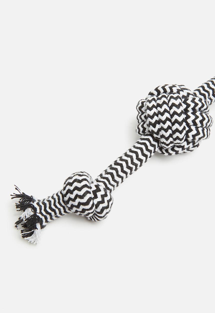 Pet Collection - Single rope double knot toy - black & white