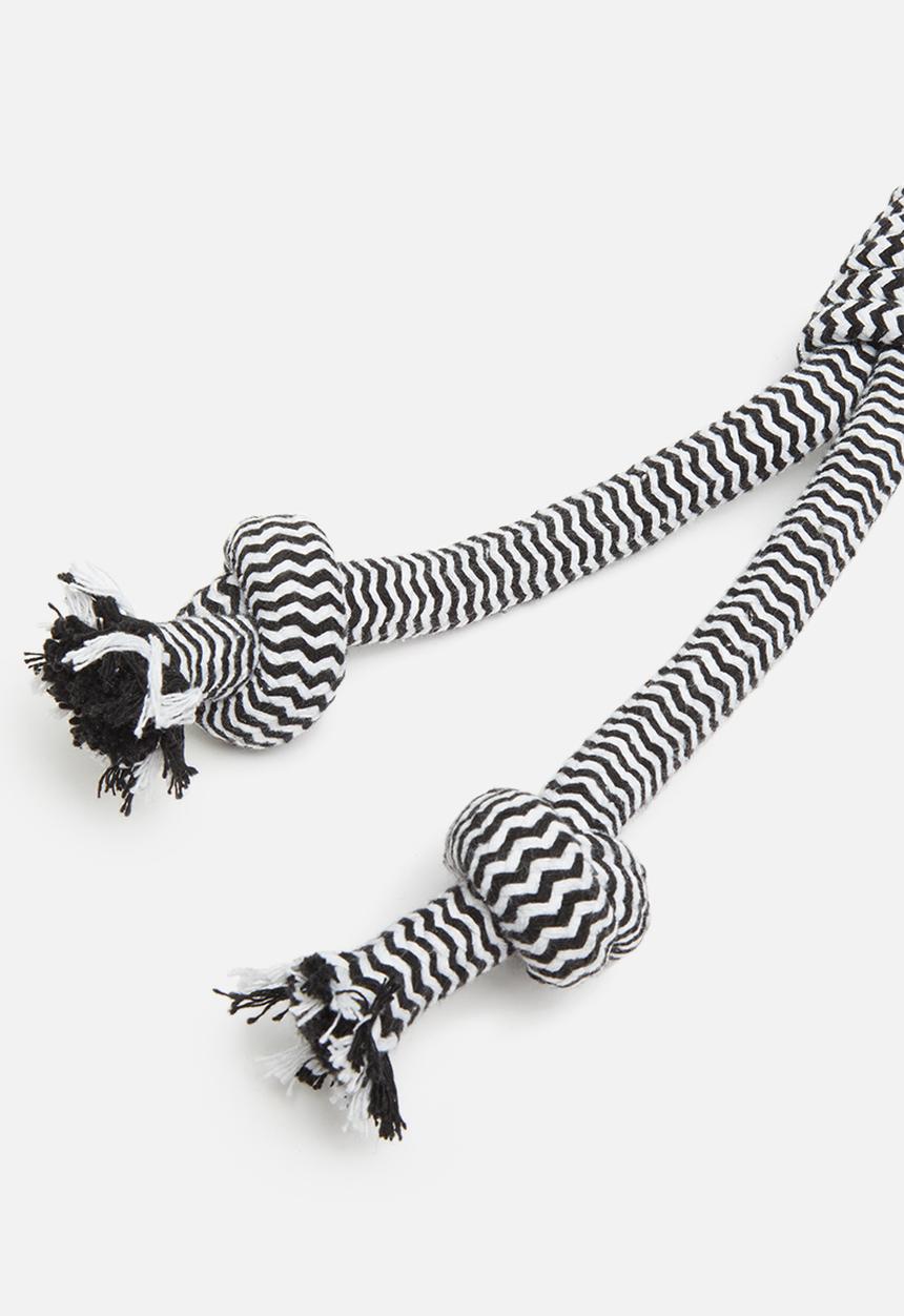 Pet Collection - Double rope double knot toy - black & white