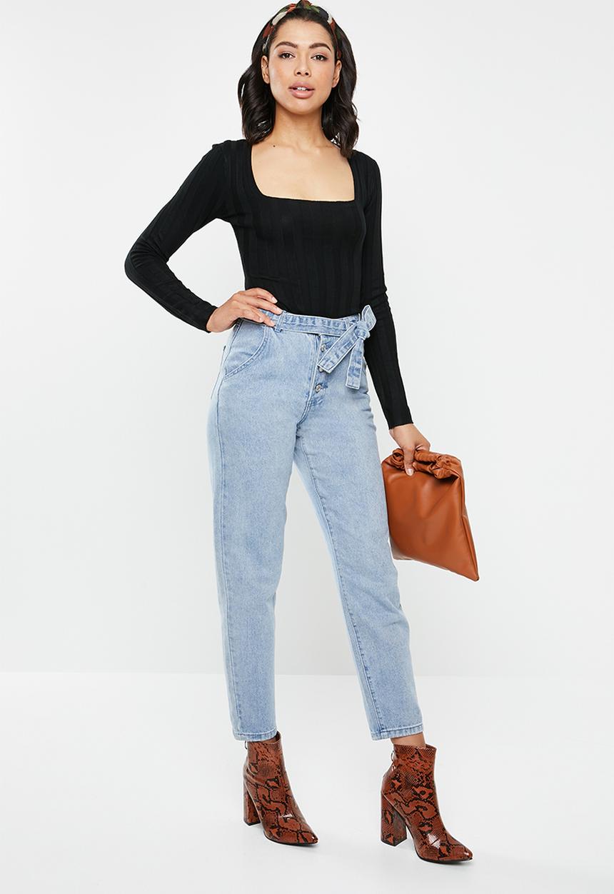 Missguided - Square neck extreme rib bodysuit - black