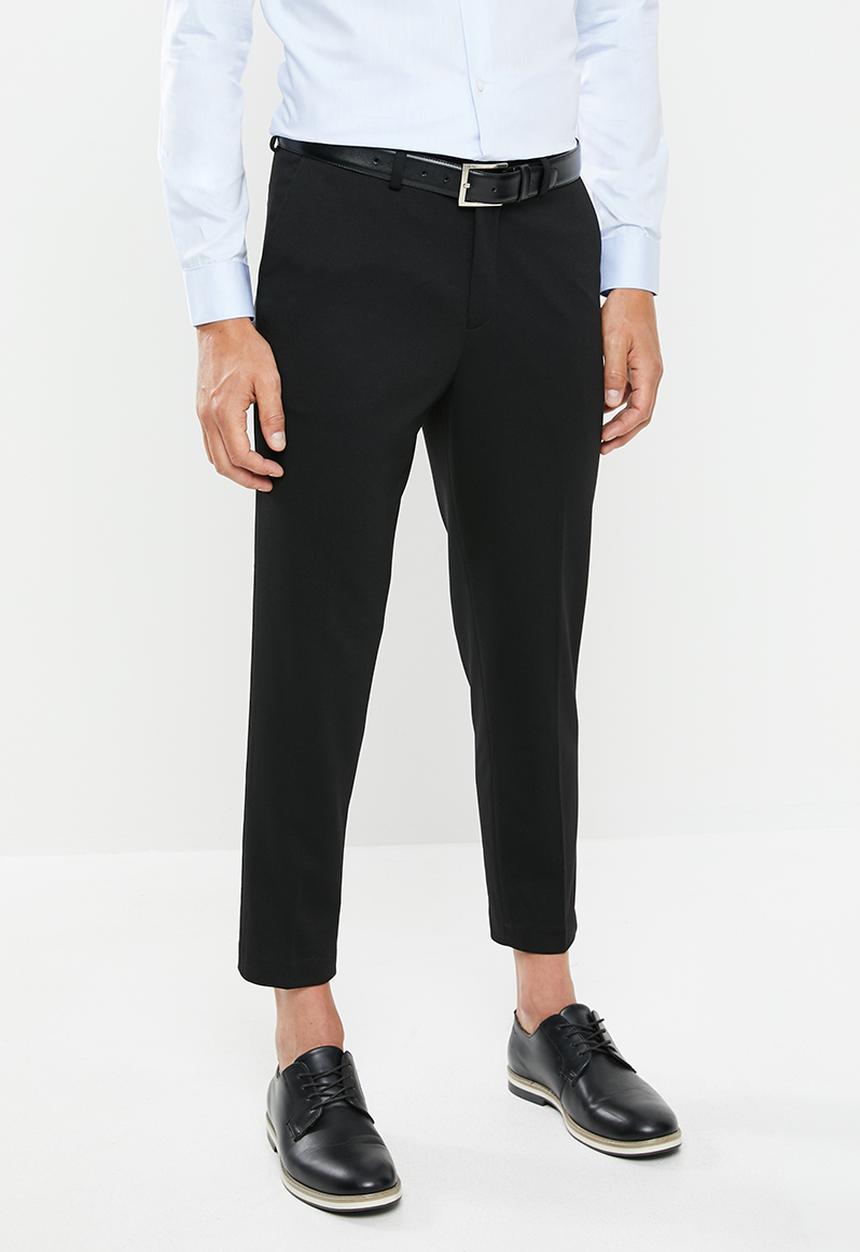 Selected Homme - Jersey tapered cropped pants - black