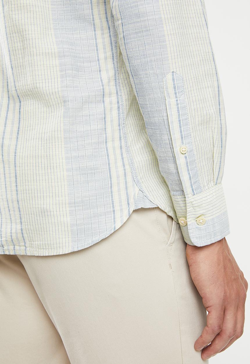 Selected Homme - Ace slim fit stripe shirt - blue & off white 