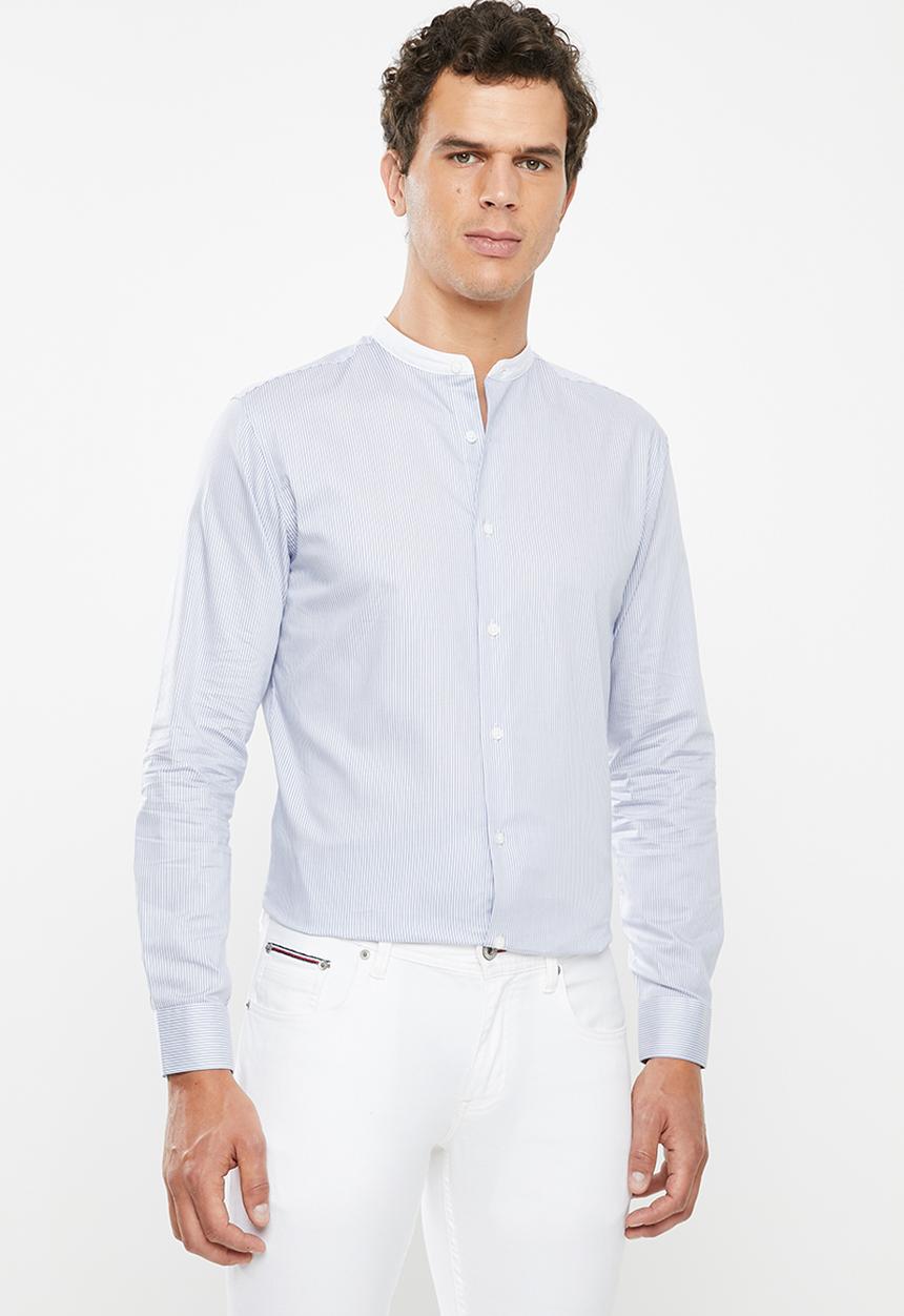 Selected Homme - Contrast slim fit shirt - white & blue 