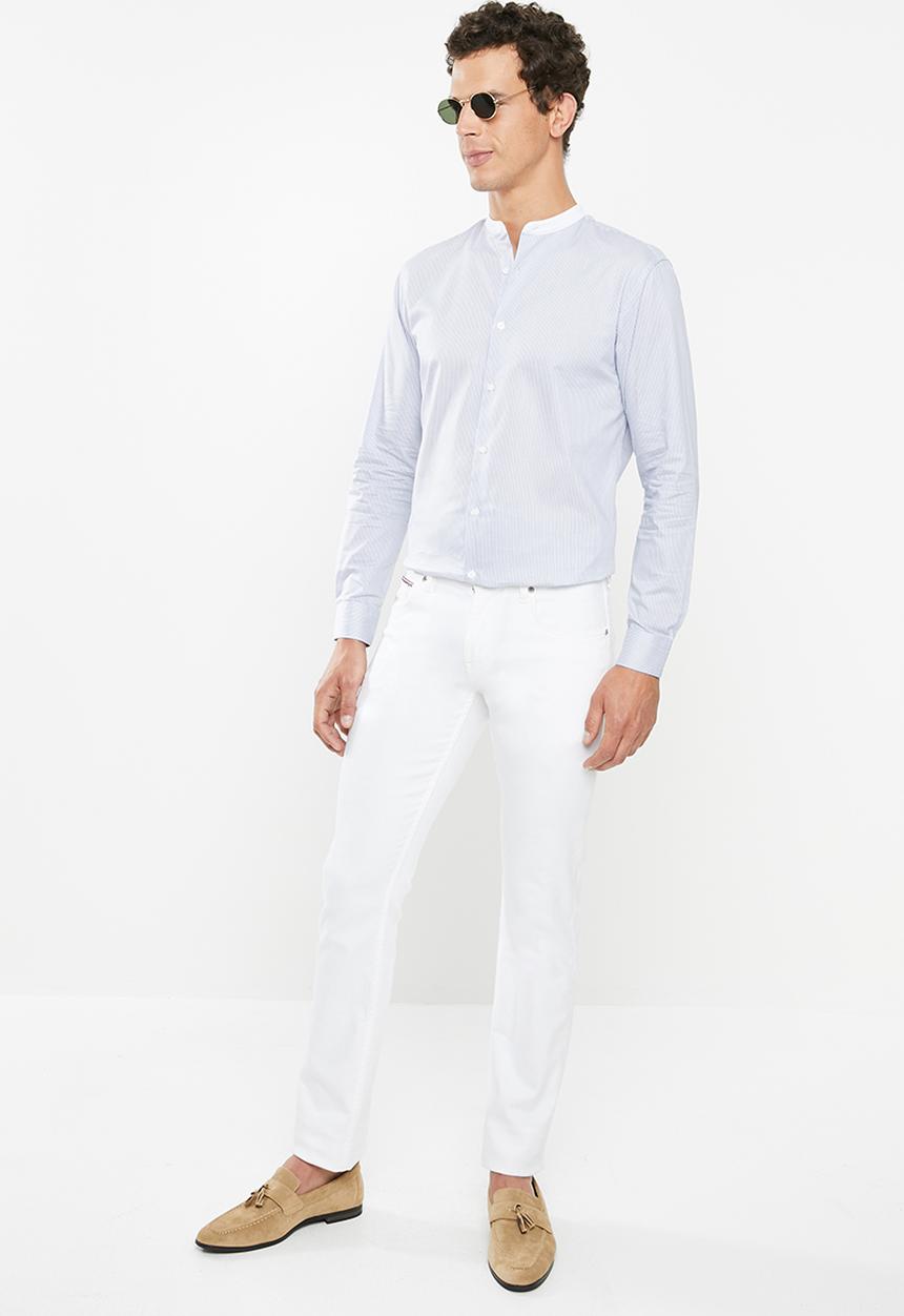 Selected Homme - Contrast slim fit shirt - white & blue 