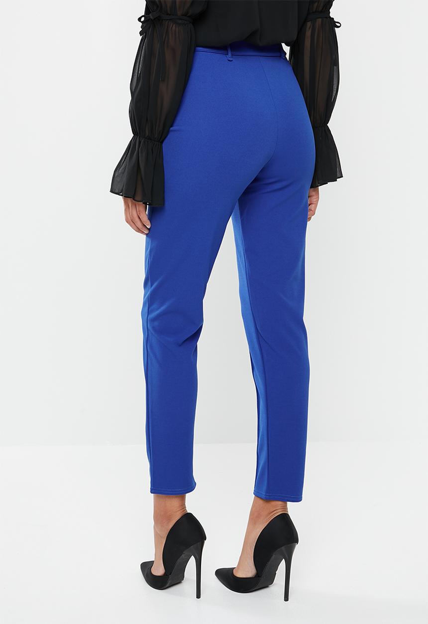 Missguided - Self fabric belted cigarette pants - blue
