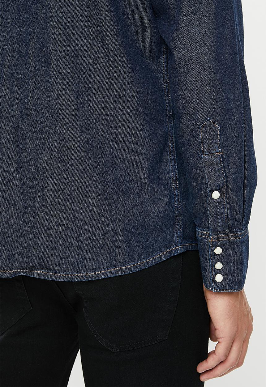 Wrangler - Denim regular fit long sleeve shirt - blue