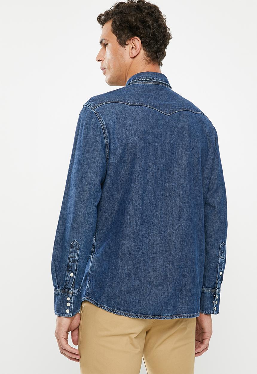 Wrangler - Denim regular fit long sleeve shirt - blue
