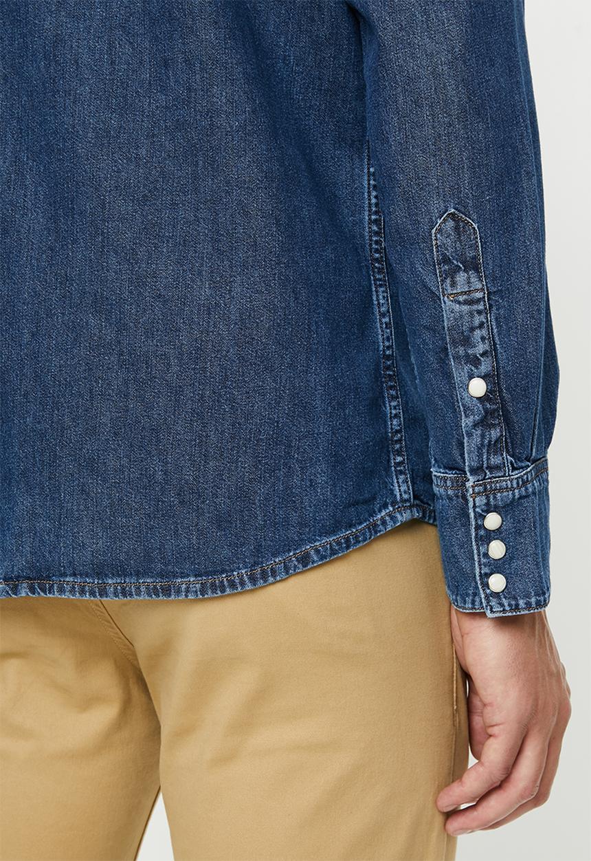 Wrangler - Denim regular fit long sleeve shirt - blue