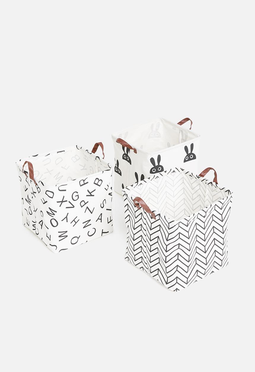 Sixth Floor - Chevron storage basket - black & white