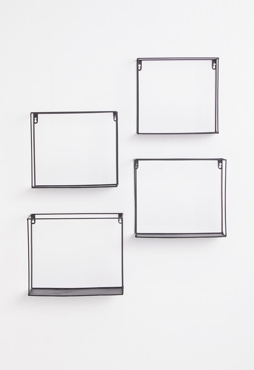 H&S - Metal wall shelf set of 4 - black