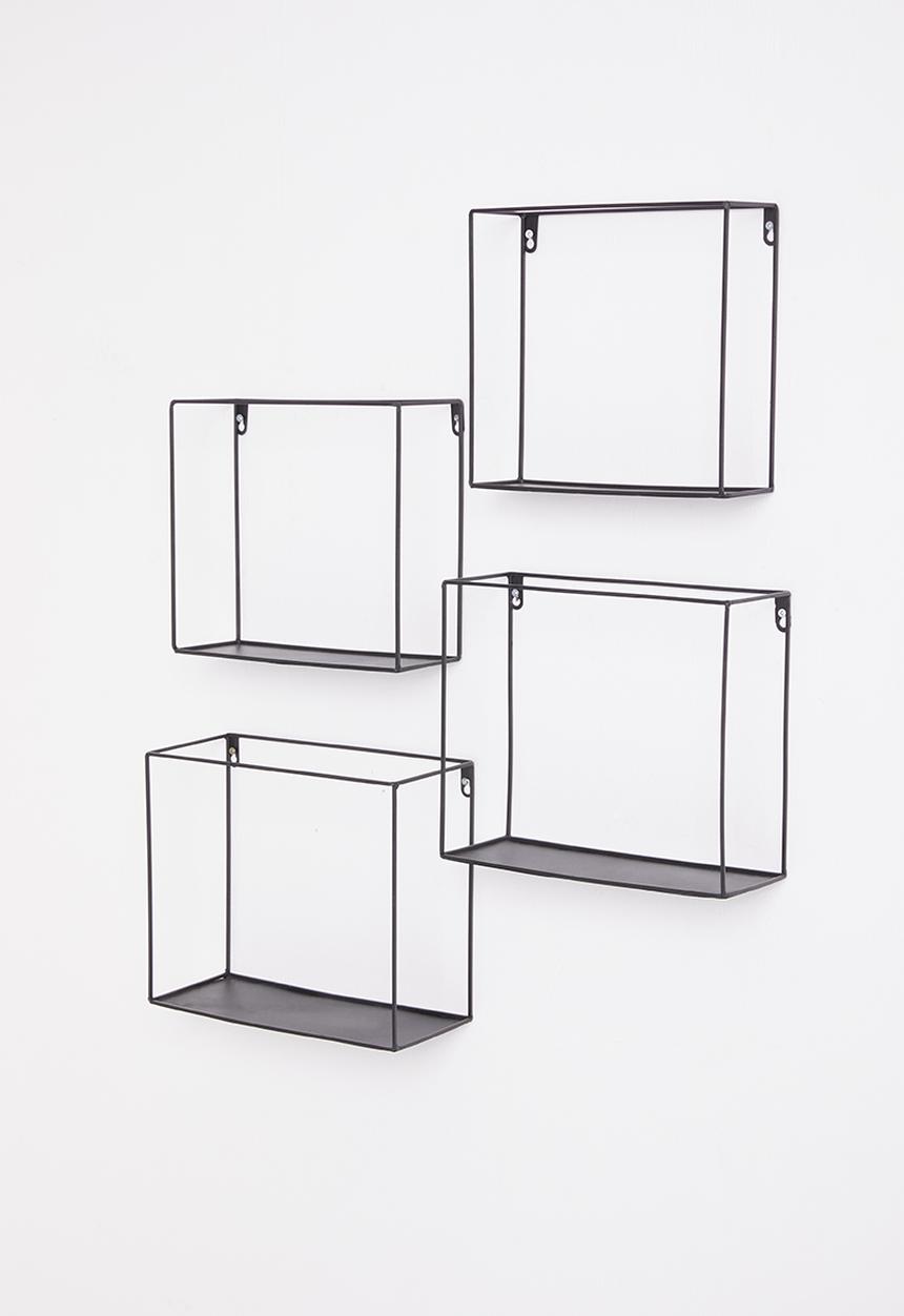 H&S - Metal wall shelf set of 4 - black