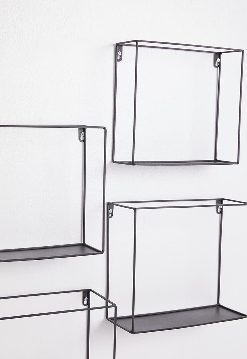 H&S - Metal wall shelf set of 4 - black