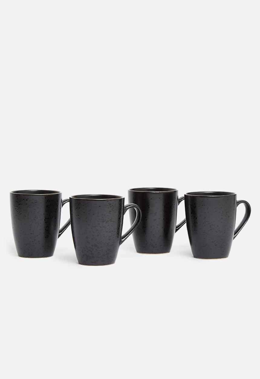 Excellent Houseware - Gold rimmed mug set of 4 - black