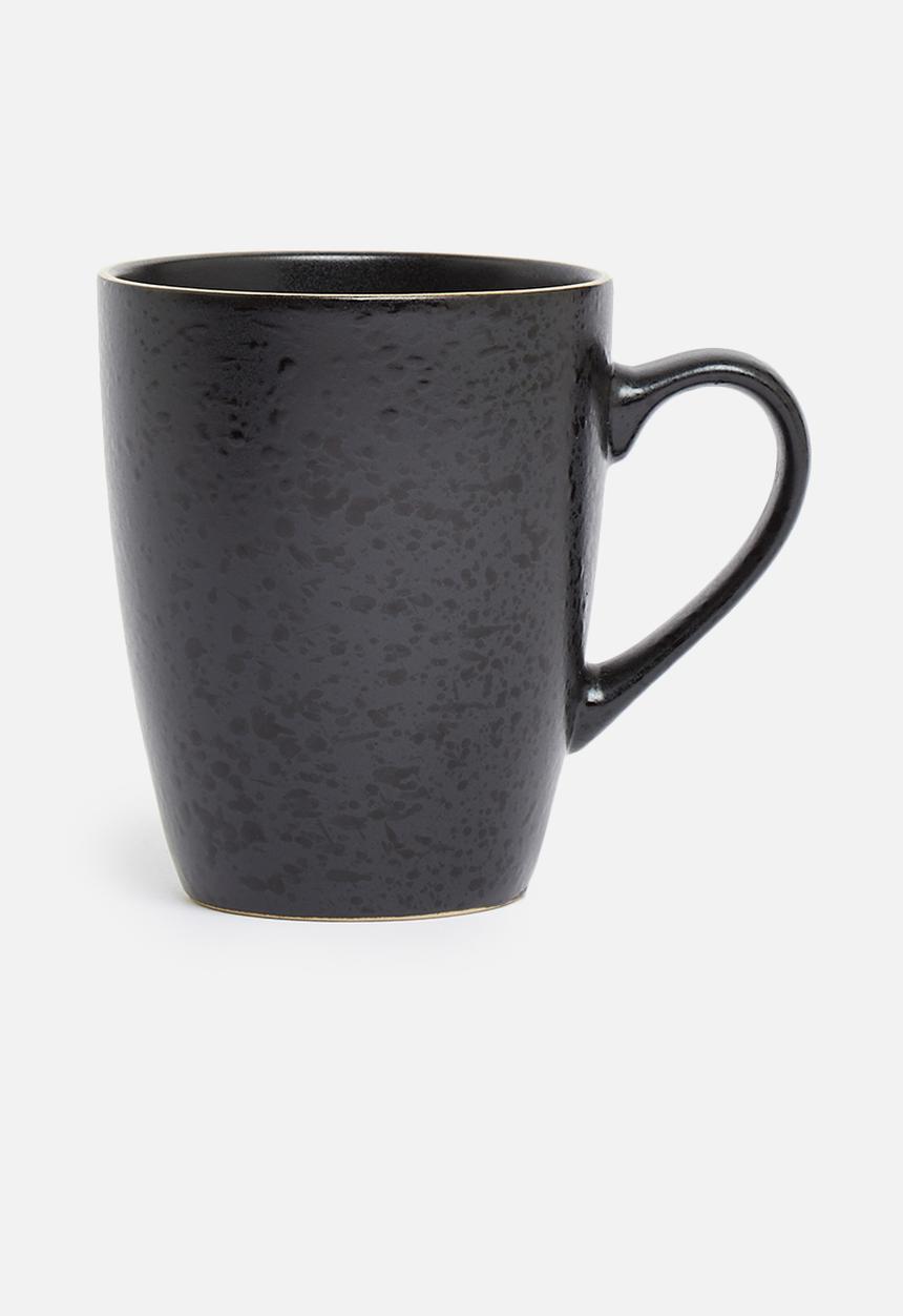 Excellent Houseware - Gold rimmed mug set of 4 - black