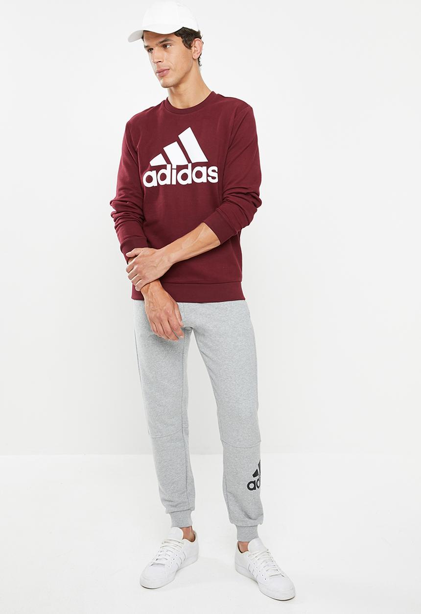 adidas Performance - Bos crew sweatshirt - burgundy & white 