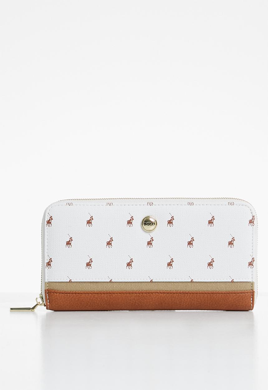 POLO - Heritage zip around purse - white
