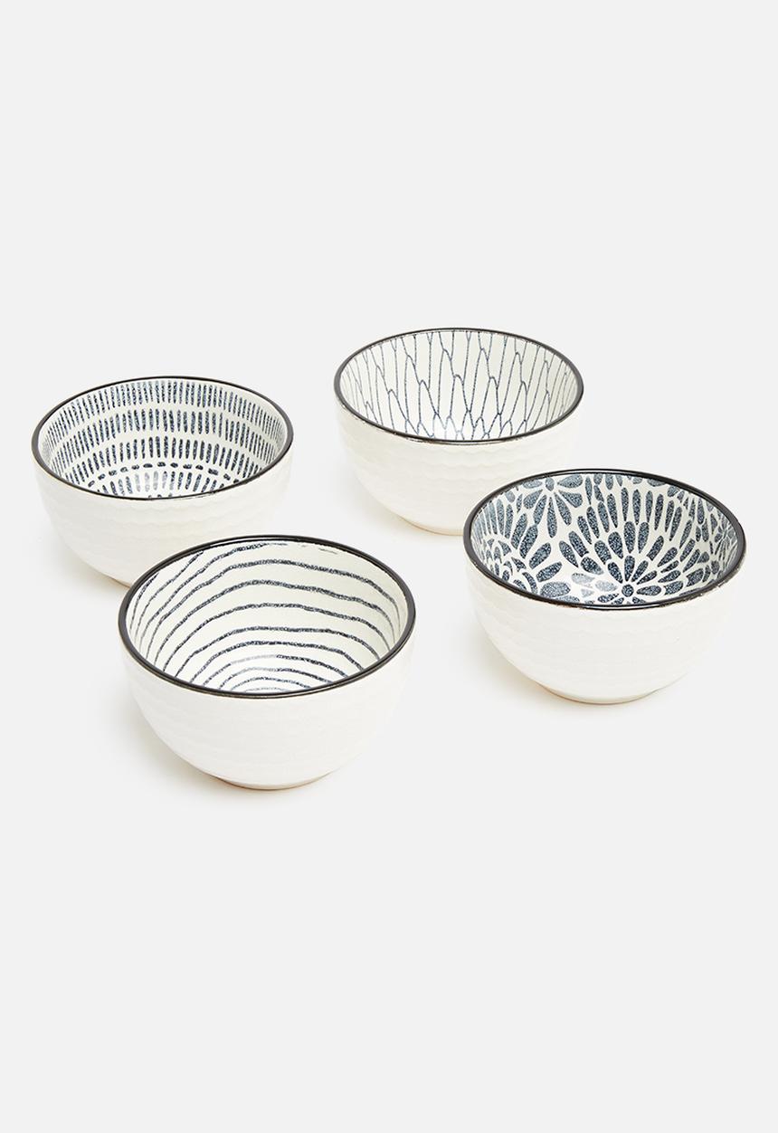 Excellent Houseware - Whimsy bowl set of 4 - black & white