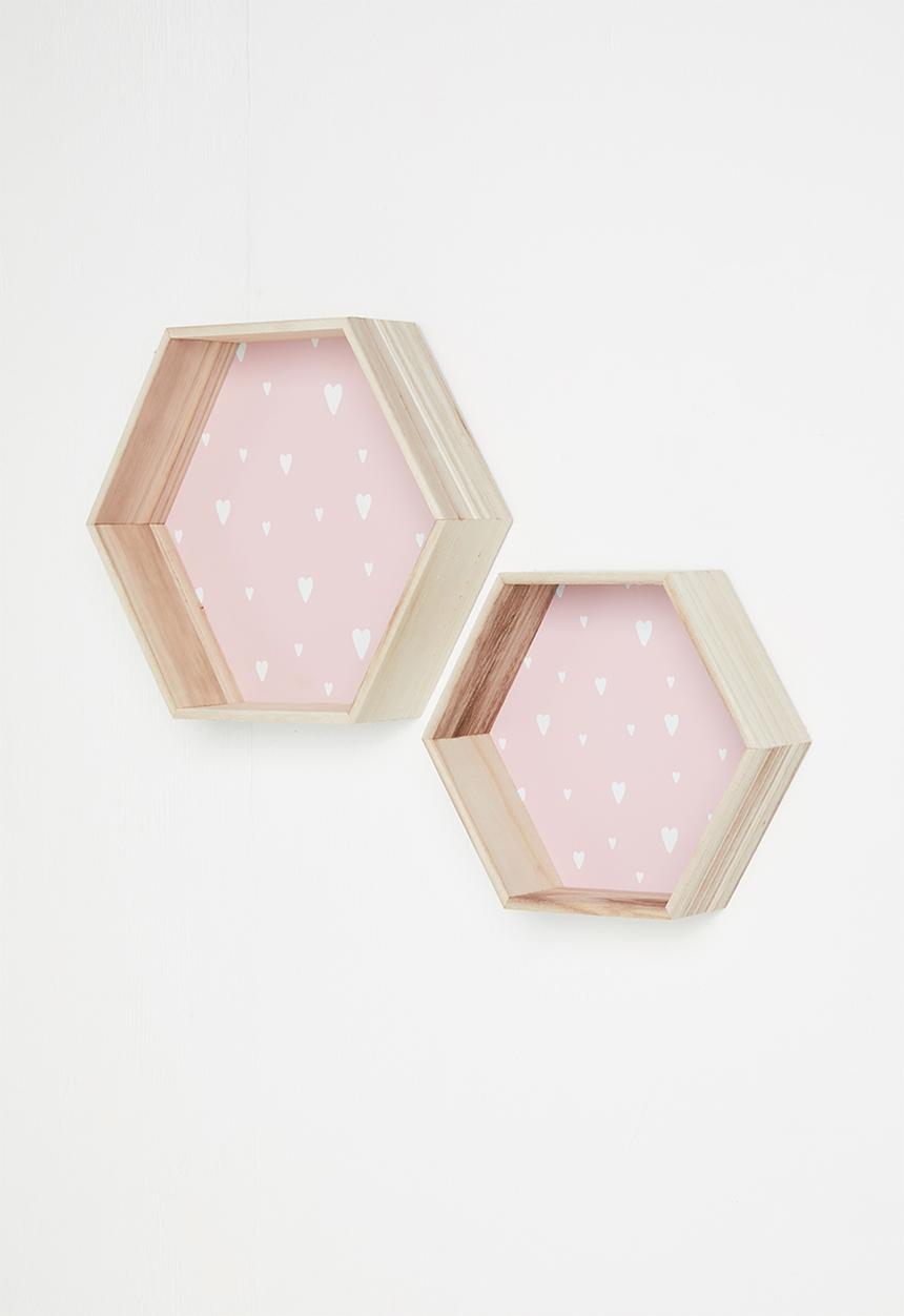 H&S - Hexagon shelf set of 2 - pink