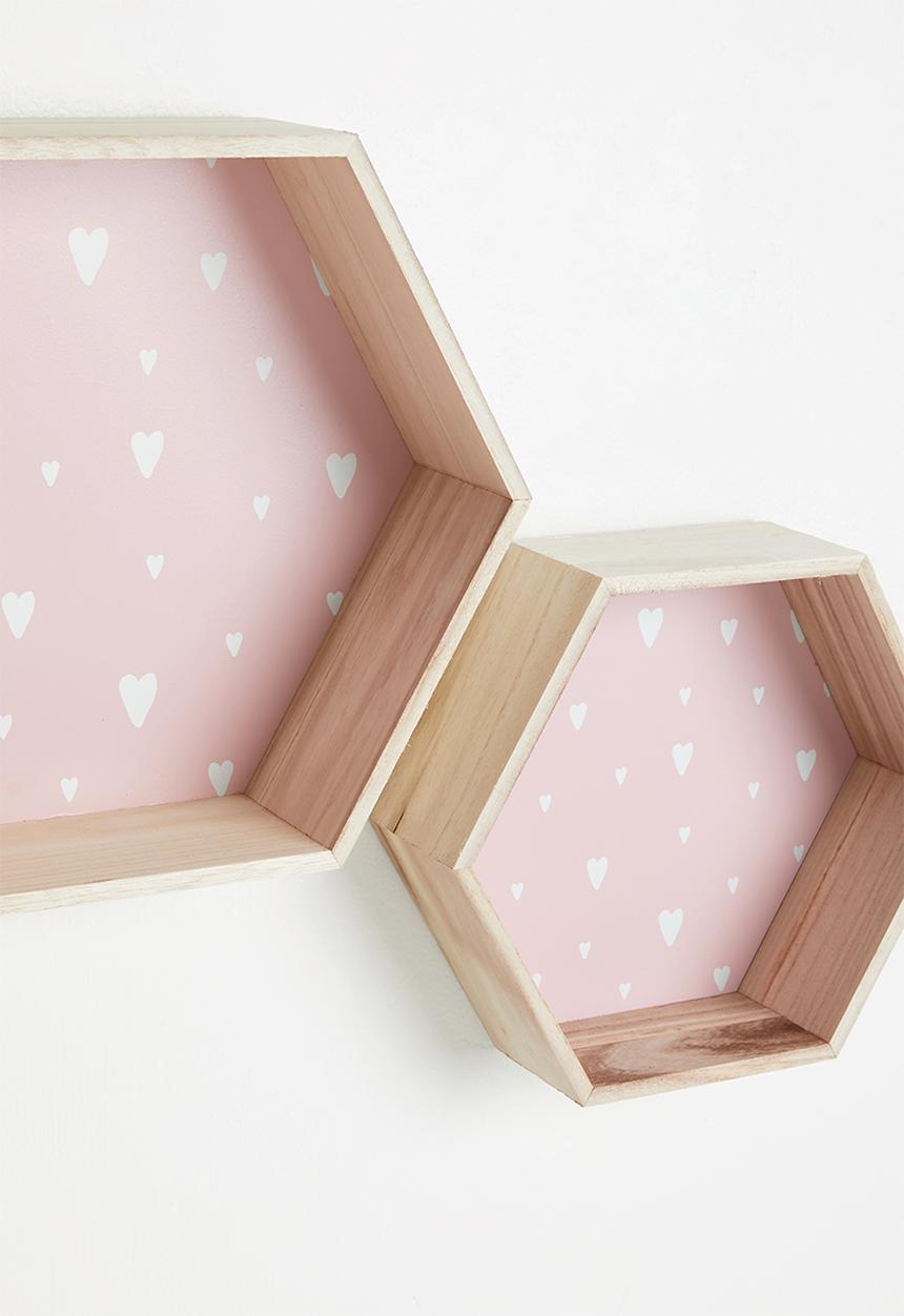 H&S - Hexagon shelf set of 2 - pink