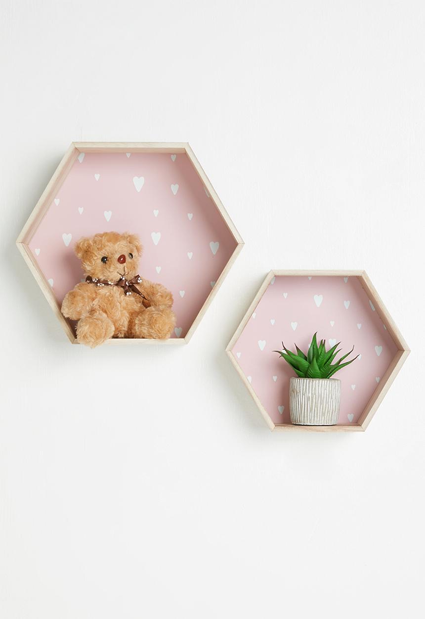 H&S - Hexagon shelf set of 2 - pink
