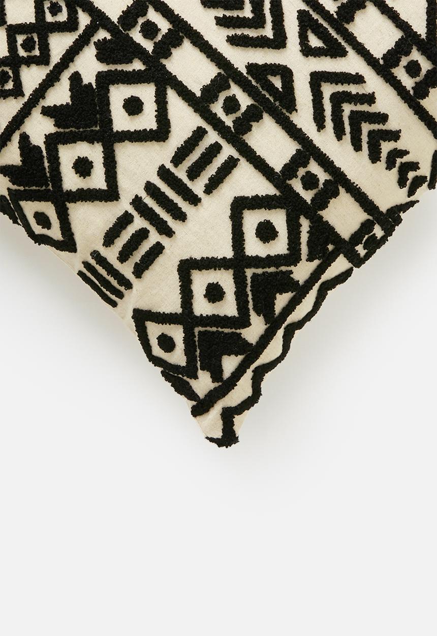 Sixth Floor - Tribal tufted cushion cover - black & white