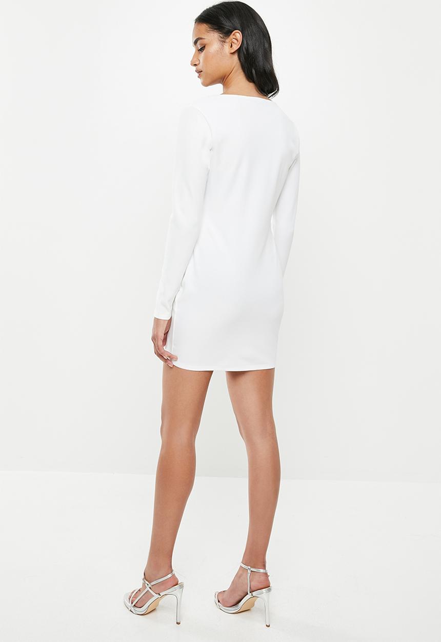 Missguided - Petite ruffle wrap over mini dress - white